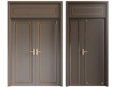 新中式双扇平开门