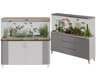 现代带收纳柜的鱼缸
