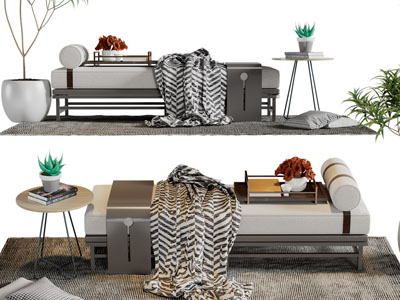 新中式沙发凳、边几