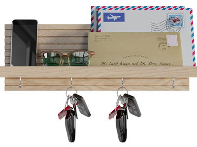 现代玄关实木置物架