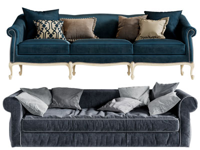 简欧多人沙发3d模型 简欧多人沙发