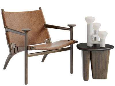 现代休闲椅子、边几