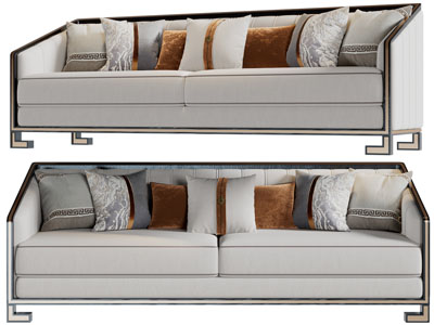 新中式多人沙发3d模型 新中式多人沙发