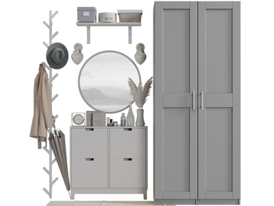 新中式玄关柜、衣柜和衣架