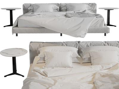 现代布艺双人床