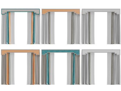 新中式窗帘窗纱3d模型 新中式窗帘窗纱