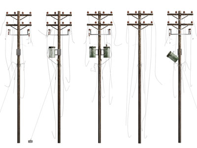 现代实木电线杆3d模型 现代实木电线杆