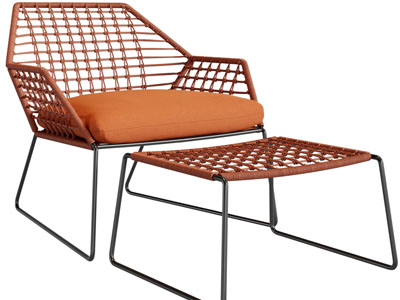 现代休闲椅子、脚踏