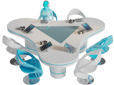 后现代三角形办公桌椅组合