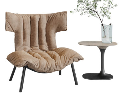 现代休闲椅子、边几