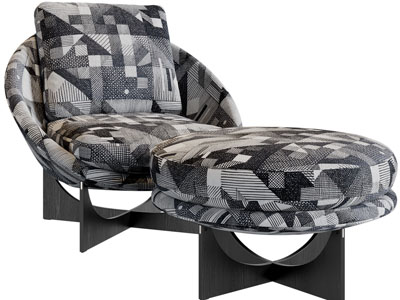 现代单人沙发、脚踏3d模型 现代单人沙发、脚踏