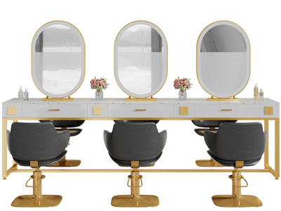 现代美容美发专用化妆桌、理发椅组合3d模型 现代美容美发专用化妆桌、理发椅组合