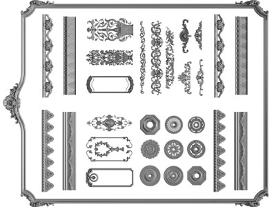 欧式雕花线条、装饰构件