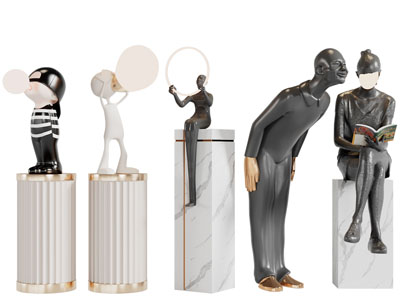 现代人物雕塑工艺品摆件组合