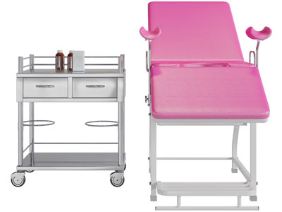 现代妇科检查床、护理推车医疗器械3d模型 现代妇科检查床、护理推车医疗器械