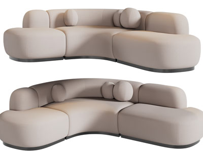 侘寂风多人沙发3d模型 侘寂风多人沙发