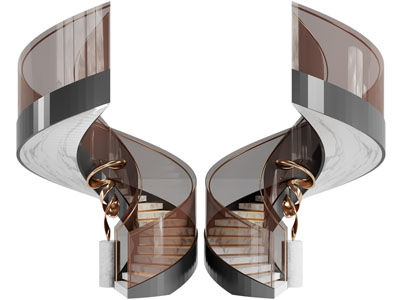 现代旋转楼梯3d模型 现代旋转楼梯