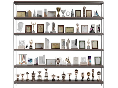 现代奖杯奖牌荣誉装饰架3d模型 现代奖杯奖牌荣誉装饰架