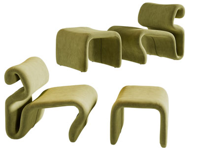 后现代休闲椅子、脚踏