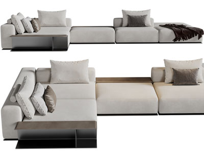 现代布艺转角多人沙发3d模型 现代布艺转角多人沙发