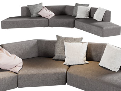 现代布艺多人沙发3d模型 现代布艺多人沙发