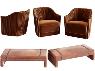 现代单人沙发和沙发凳3d模型 现代单人沙发和沙发凳