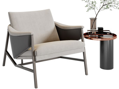 现代休闲椅子、边几