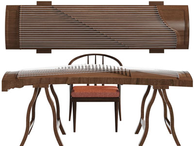 中式民族乐器古筝3d模型 中式民族乐器古筝