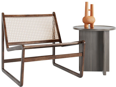 侘寂风休闲椅子、边几