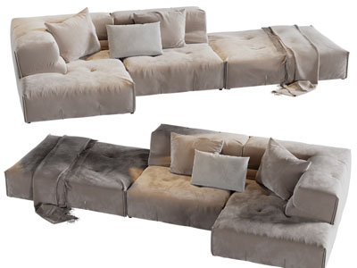 现代布艺转角多人沙发3d模型 现代布艺转角多人沙发