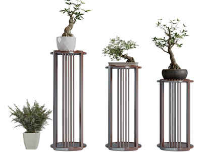 新中式花架盆景盆栽