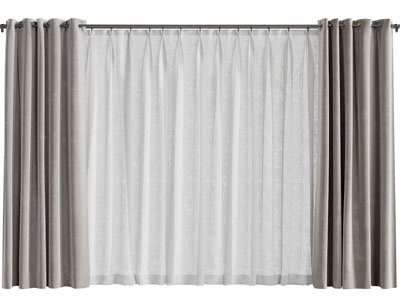 现代布艺窗帘窗纱3d模型 现代布艺窗帘窗纱