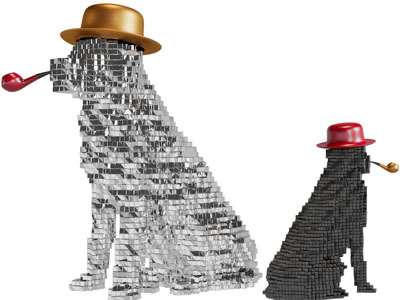 现代抽烟的狗雕塑雕刻