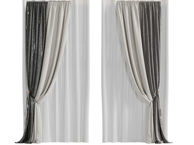 现代窗纱窗帘3d模型 现代窗纱窗帘