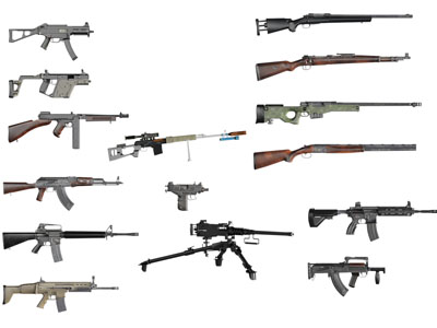 重机枪、步枪、冲锋枪3d模型 重机枪、步枪、冲锋枪