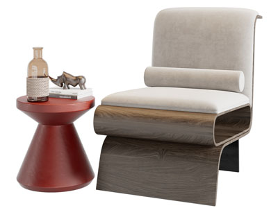 现代休闲椅子、边几