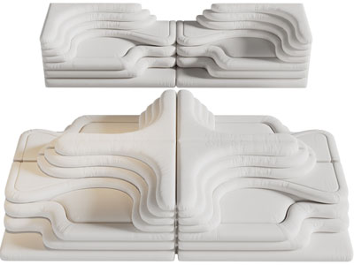 后现代多向双人沙发3d模型 后现代多向双人沙发