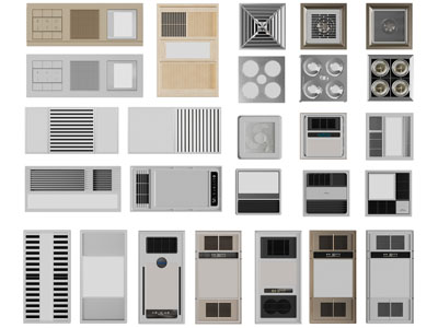 现代空调出风口、暖风扇、浴霸3d模型 现代空调出风口、暖风扇、浴霸