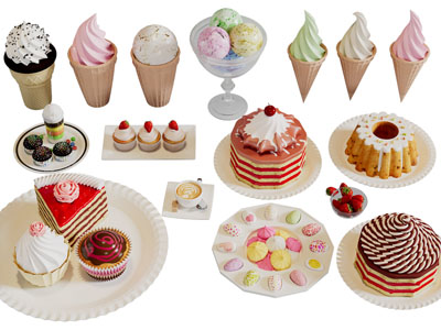 现代糕点食物冰激凌3d模型 现代糕点食物冰激凌