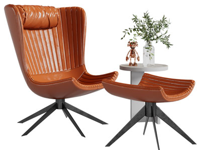 现代休闲椅子、脚踏