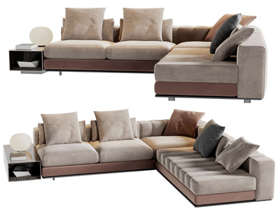 现代转角多人沙发3d模型 现代转角多人沙发