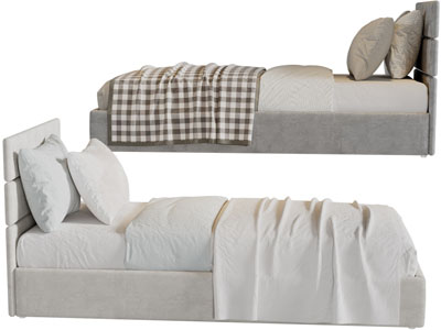 现代布艺单人床