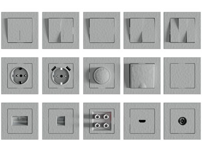 现代开关面板、插座3d模型 现代开关面板、插座