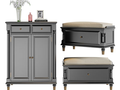美式玄关柜、边柜和沙发凳