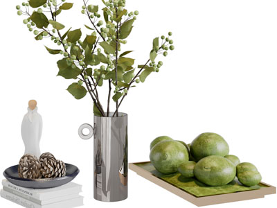 现代花瓶花卉、水果装饰品摆件