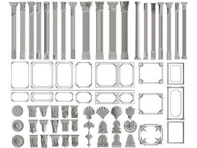 欧式罗马柱子、柱托、石膏线条