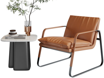 现代休闲椅子、边几