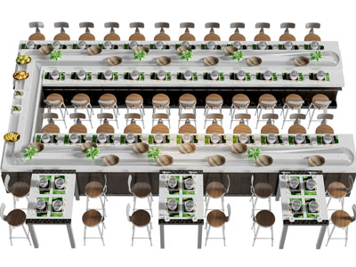 现代饭店U字形餐桌椅组合