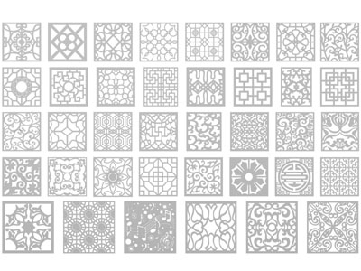 新中式雕花、窗格