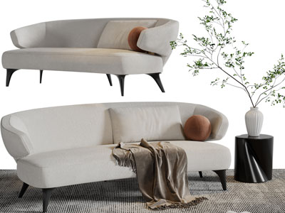 侘寂风多人沙发3d模型 侘寂风多人沙发